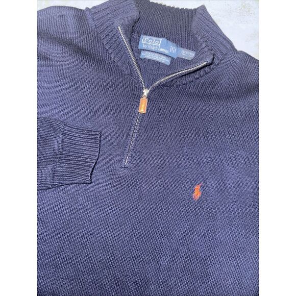 Polo‎ Ralph Lauren Sweater Mens Quarter Zip Size 2XLT Black Red Knit Tall Long - Picture 1 of 5